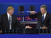 Trump, Jeb Donald Trump and Jeb Bush had many tense moments during Wednesday's debate, but there were also some light moments, including when they slapped hands toward the end of the night.