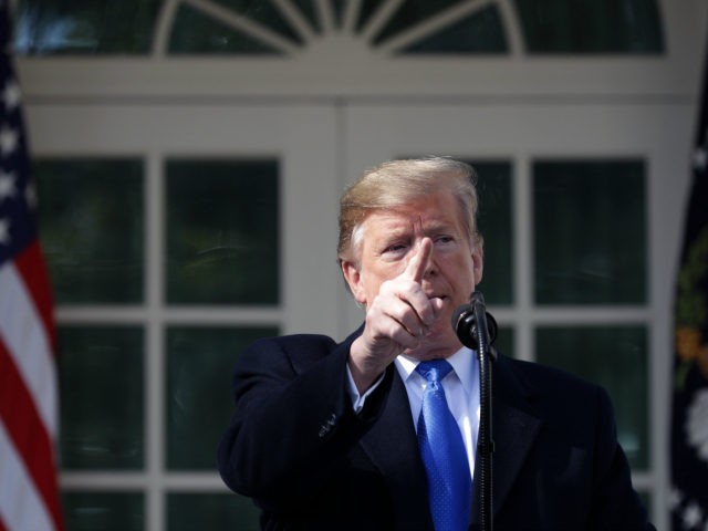 U.S. President Donald Trump speaks on border security during a Rose Garden event at the White House February 15, 2019 in Washington, DC. President Trump is expected to declare a national emergency to free up federal funding to build a wall along the southern border. (Photo by Chip Somodevilla/Getty Images)
