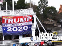 Unfurling Trump Banner Dion Cini's Trump flag drop at Disneyland.