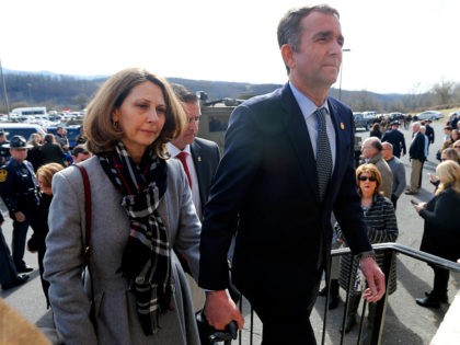 CHILHOWIE, VIRGINIA - FEBRUARY 09: Virginia Gov. Ralph Northam, left, and his wife Pam, le