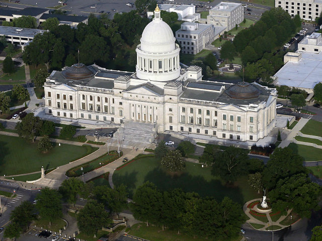 FILE - This May 29, 2015 file photo shows the Arkansas state Capitol building in Little Rock, Ark. In February 2017, Arkansas lawmakers marked the 50-year anniversary of the Freedom of Information Act with a resolution calling it “a shining example of open government” that had ensured access to vital …