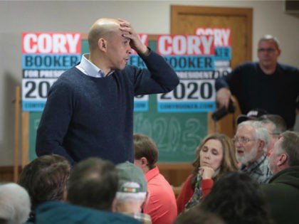 U.S Senator Cory Booker (D-NJ) speaks to guests during a campaign event in the basement at the First Congressional United Church of Christ on February 08, 2019 in Mason City, Iowa. Booker, whose has family from Iowa, is in the state campaigning for the 2020 Democratic nomination for president. (Photo …