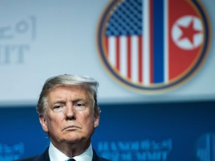 US President Donald Trump attends a press conference following the second US-North Korea s