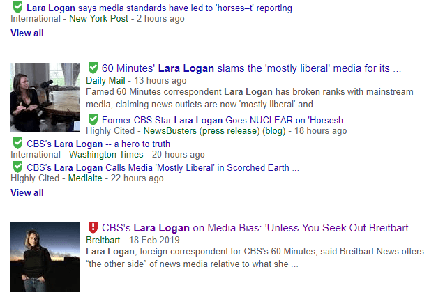 NewsGuard Lara Logan Google Results