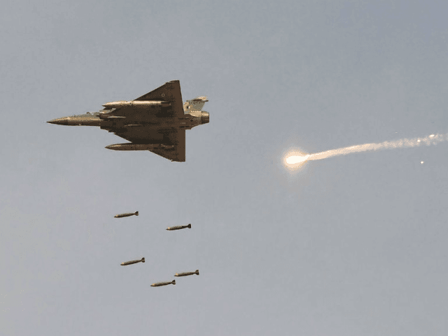 An Indian Air Force (IAF) Mirage-2000 fighter aircraft pictured during a fire-power demons