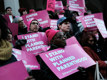 NEW YORK, NEW YORK - FEBRUARY 25: Pro-choice activists, politicians and others associated with Planned Parenthood gather for a news conference and demonstration at City Hall against the Trump administrations title X rule change on February 25, 2019 in New York City. The proposed final rule for the Title X …