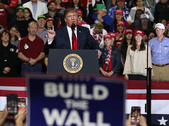 EL PASO, TEXAS - FEBRUARY 11: U.S. President Donald Trump speaks during a rally at the El Paso County Coliseum on February 11, 2019 in El Paso, Texas. U.S. Trump continues his campaign for a wall to be built along the border as the Democrats in Congress are asking for …