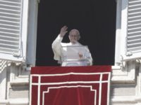 Vatican Pope Pope Francis delivers his blessing during the Angelus noon prayer In St. Peter's Square at the Vatican, Sunday, Feb. 17, 2019. (AP Photo/Gregorio Borgia) The Associated Press