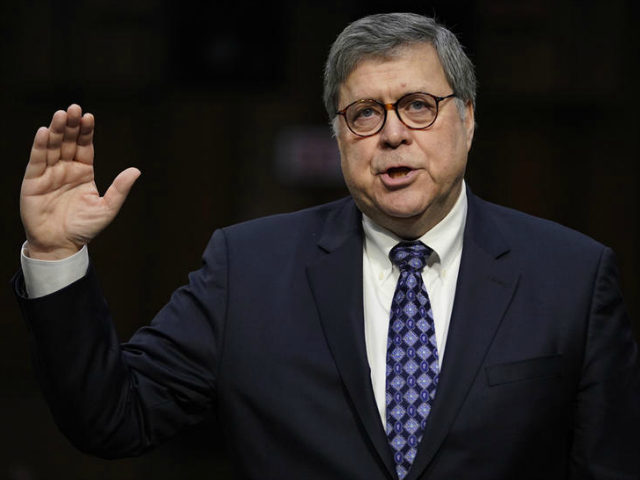 Attorney General nominee William Barr is sworn in before the Senate Judiciary Committee on Capitol Hill in Washington, Tuesday, Jan. 15, 2019. Barr will face questions from the Senate Judiciary Committee on Tuesday about his relationship with Trump, his views on executive powers and whether he can fairly oversee the …
