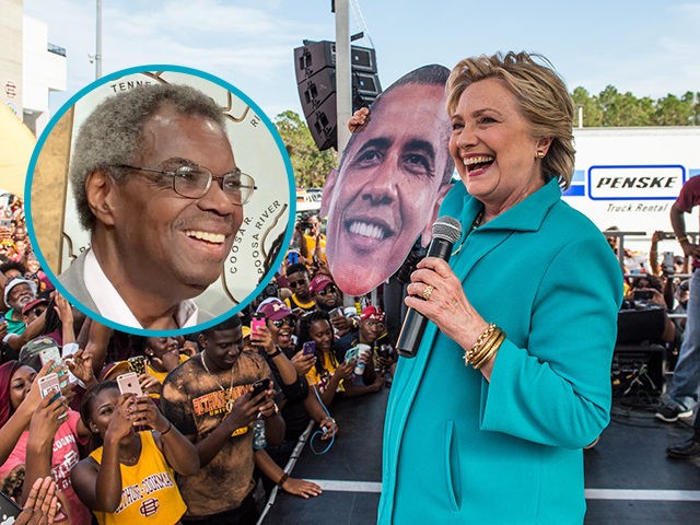 Hillary Clinton campaigns in Daytona Beach. FL, on October 29, 2016. Inset: Alabama lawmak