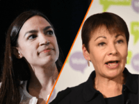 (L)NEW YORK, NY - MARCH 03: US Representative Alexandria Ocasio-Cortez on stage during the 2019 Athena Film Festival closing night film, 'Knock Down the House' at the Diana Center at Barnard College on March 3, 2019 in New York City. (Photo by Lars Niki/Getty Images for The Athena Film Festival) …