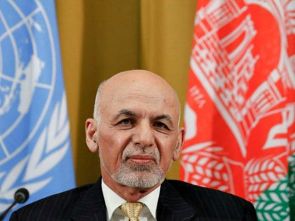 Afghan President Ashraf Ghani looks on during a UN debate on performance of his country's private sector during the Geneva Conference on Afghanistan on November 27, 2018 in Geneva. (Photo by DENIS BALIBOUSE / POOL / AFP) (Photo credit should read DENIS BALIBOUSE/AFP/Getty Images)