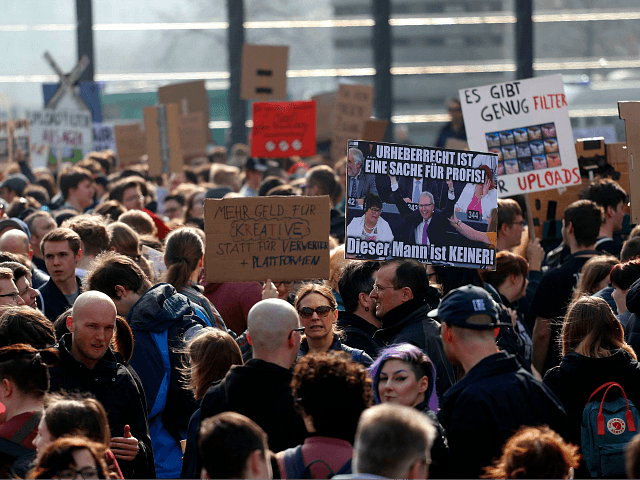 Protestors opposed to Article 13 in Berlin