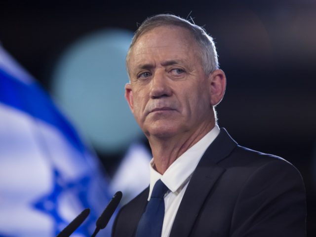 TEL AVIV, ISRAEL - JANUARY 29: Benny Gantz a former head of the IDF and head of Israel resilience party speaks to supporters in a campaign event on January 29, 2019 in Tel Aviv, Israel. Gantz was a General in the Israeli army and was made Chief of Staff in …