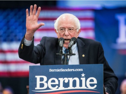 Democratic presidential candidate U.S. Sen. Bernie Sanders (I-VT) addresses the crowd at t