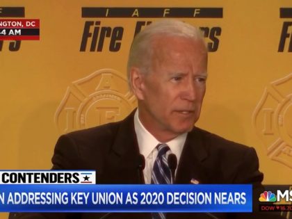 Former Vice President Joe Biden speaks to firefighters