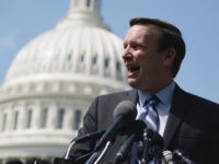 U.S. Sen. Christopher Murphy (D-CT) speaks during a news conference on gun control May 7, 2018 on Capitol Hill in Washington, DC. Sen. Murphy joined gun-control activists for a news conference 'to demand Congress take immediate action to curb the epidemic of gun violence in America.