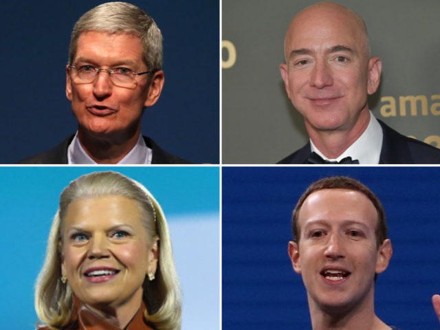 Tim Cook, Ginny Rometty, Jeff Bezos, Mark Zuckerberg - collage.