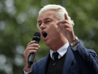 LONDON, ENGLAND - JUNE 09: Dutch Leader of the Opposition Geert Wilders of nationalist Party for Freedom speaks during a 'Free Tommy Robinson' Protest on Whitehall on June 9, 2018 in London, England. Protesters are calling for the release of English Defense League (EDL) leader Tommy Robinson who is serving …