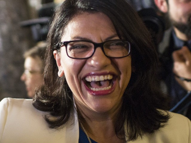 WASHINGTON, DC - FEBRUARY 05: Rep. Rashida Tlaib (D-MI) arrives ahead of the State of the Union address in the chamber of the U.S. House of Representatives at the U.S. Capitol Building on February 5, 2019 in Washington, DC. President Trump's second State of the Union address was postponed one …