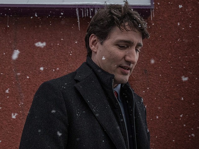 Canadian Prime Minister Justin Trudeau talks to the press after a meeting with the Muslim community at the Islamic Cultural Center of Quebec in Quebec City, Canada on January 25, 2019, two years after the mosque attack. - Canadian Alexandre Bissonnette will be sentenced on February 8, 2019 for killing …