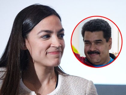 (INSET: Nicolás Maduro) NEW YORK, NY - MARCH 03: US Representative Alexandria Ocasio-Cort