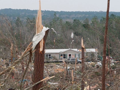 Damage is seen from a tornado which killed at least 23 people in Beauregard, Alabama on Ma
