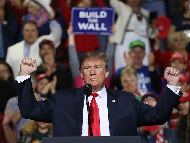 EL PASO, TEXAS - FEBRUARY 11: U.S. President Donald Trump speaks during a rally at the El Paso County Coliseum on February 11, 2019 in El Paso, Texas. Trump continues his campaign for a wall to be built along the border as the Democrats in Congress are asking for other …