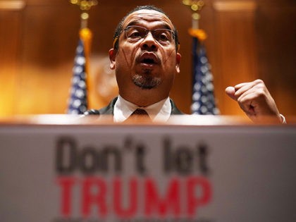 WASHINGTON, DC - DECEMBER 12: U.S. Sen. Keith Ellison (D-MN) speaks during a news briefing December 12, 2017 on Capitol Hill in Washington, DC. U.S. Sen. Jeff Merkley (D-OR) spoke on the Labor Department's recently-proposed rule "to make tips the property of employers; and the impact of the rule on …