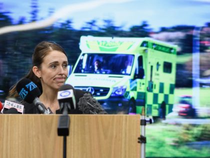 CHRISTCHURCH, NEW ZEALAND - MARCH 20: New Zealand Prime Minister Jacinda Ardern speaks to first responders during a visit at the Justice and Emergency Services precinct on March 20, 2019 in Christchurch, New Zealand. 50 people were killed, and dozens are still injured in hospital after a gunman opened fire …