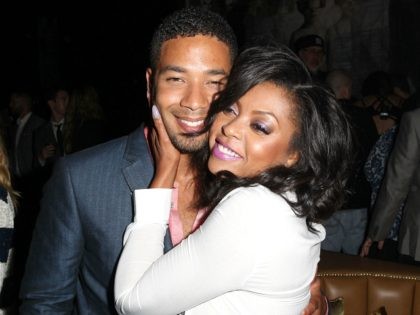 HOLLYWOOD, CA - JUNE 09: Actor Jussie Smollett (L) and Taraji P. Henson attend the after party Of Screen Gems' 'Think Like A Man Too' at 1 OAK on June 9, 2014 in Hollywood, California. (Photo by David Buchan/Getty Images)