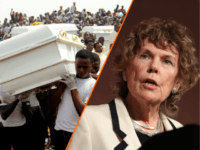 Coffins are carried during a funeral service for 17 worshippers and two priests, who were allegedly killed by Fulani herdsmen, at Ayati-Ikpayongo in Gwer East district of Benue State, north-central Nigeria on May 22, 2018. - Two Nigerian priests and 17 worshippers have been buried, nearly a month after an …