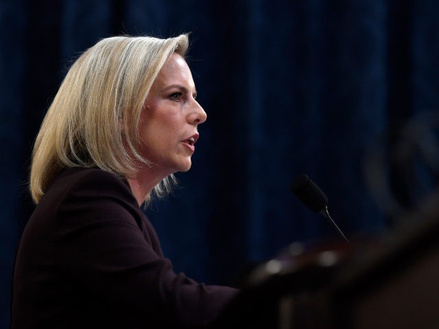 Homeland Security Secretary Kirstjen Nielsen testifies on Capitol Hill in Washington, Wednesday, March 6, 2019, before the House Homeland Security Committee.