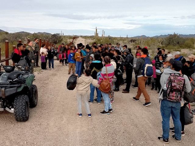 Ajo Station Border Patrol agents apprehend a large group of migrants who illegally crossed