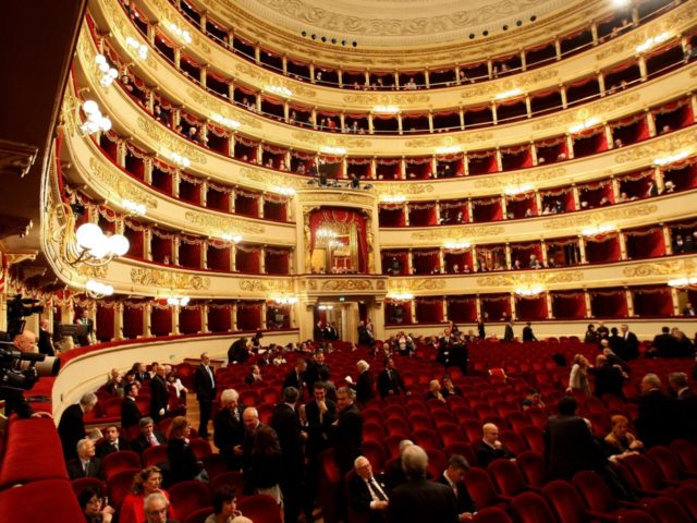 MILAN, ITALY - APRIL 24: A general view of the Teatro Alla Scala during the Italy's Libera