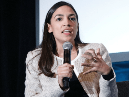 Rep. Alexandria Ocasio-Cortez on stage during the 2019 Athena Film Festival at Barnard College in New York City, March 3, 2019. (Lars Niki/Getty Images for The Athena Film Festival)
