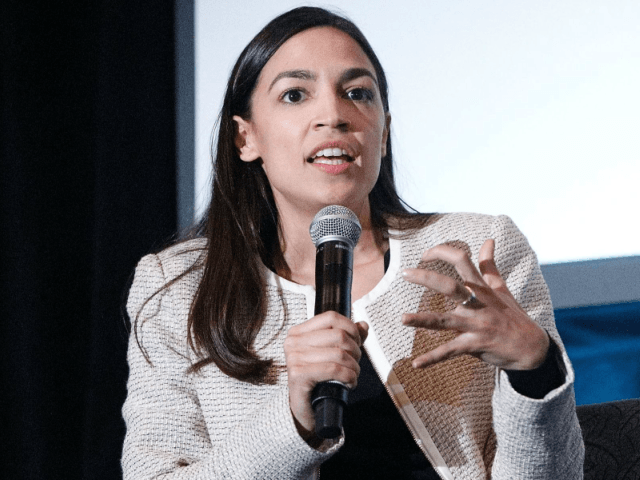 Rep. Alexandria Ocasio-Cortez on stage during the 2019 Athena Film Festival at Barnard Col