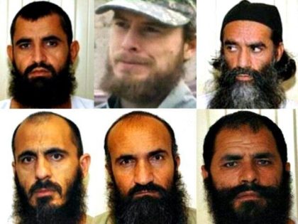 The five Guantanamo Bay detainees swapped for Sgt. Bowe Bergdahl are, from Mullah Norullah Nori, Mohammed Nabi Omari, Mohammed Fazl, Khairullah Khairkhwa and Abdul Haq Wasiq. (U.S. Department of Defense)