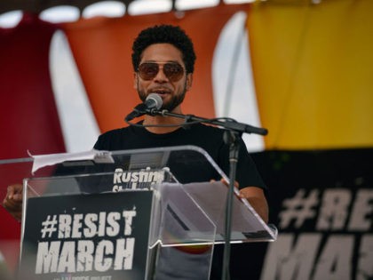 WEST HOLLYWOOD, CA - JUNE 11: Actor Jussie Smollett speaks during the LA Pride ResistMarch