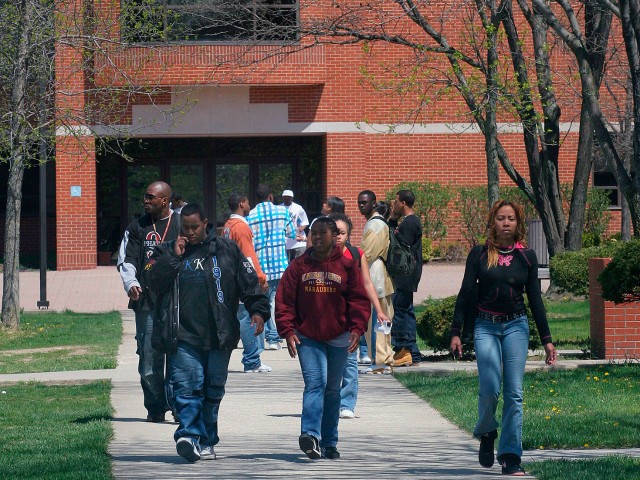 In this April 2005 file photo, students walk the campus of Central State University near Xenia, Ohio. Financially struggling Central State, the state's only public historically black college, would get $33 million to upgrade its buildings and to improve its marketing so it can attract more students under a plan being considered Wednesday, Jan. 17, 2007, by Ohio's higher education board. (AP Photo/Tom Uhlman)