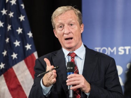 Anti-Trump billionaire Tom Steyer hosts a town hall meeting on December 4, 2018 in Charleston, South Carolina. Steyer, founder of NextGen America and Need to Impeach, is testing the waters for a 2020 presidential run.
