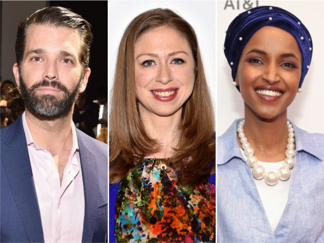 Donald Trump Jr., Chelsea Clinton, Ilhan Omar - collage.