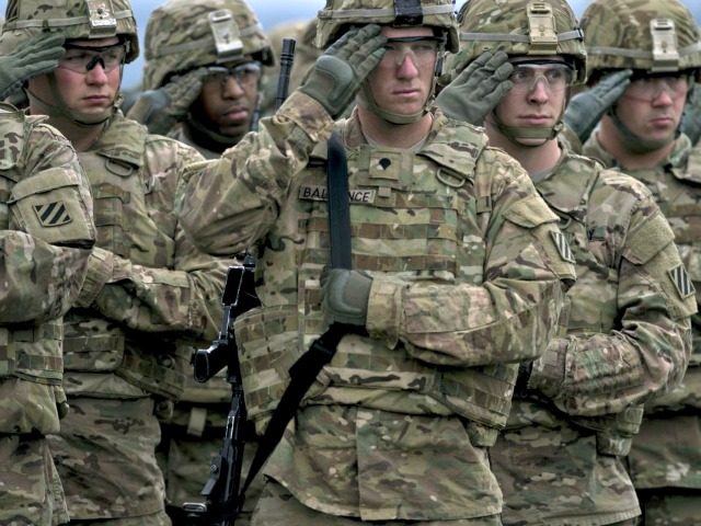 US army soldiers stand in formation during a joint military tactical training exercise Blo