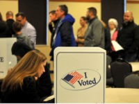 Voters cast their ballots at the Legion Hall in Van Meter, Iowa. Congressman David Young is in a tight race against Cindy Axne in Iowa's 3rd District.