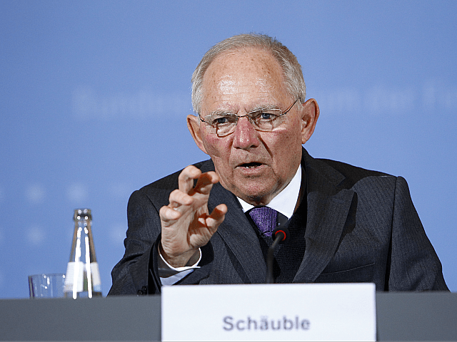 BERLIN, GERMANY - MARCH 16: German Finance Minister Wolfgang Schaeuble speaks to the media