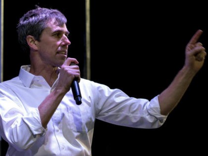 Former Texas Congressman Beto O'Rourke speaks to a crowd of supporters at Chalio Acosta Sports Center at the end of the anti-Trump 'March for Truth' in El Paso, Texas, on February 11, 2019. - The march took place at the same time as US President Donald Trump pushed his politically …