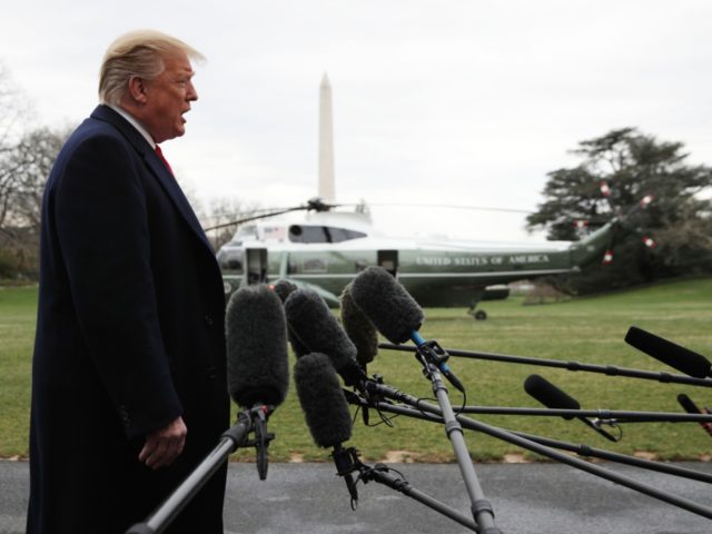 WASHINGTON, DC - MARCH 22: U.S. President Donald Trump speaks to members of the media on t