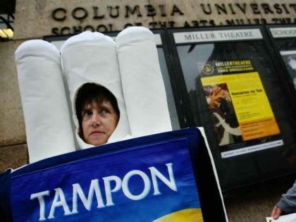 feminist dressed as tampon