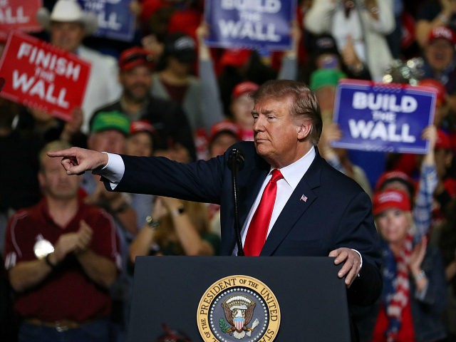 EL PASO, TEXAS - FEBRUARY 11: U.S. President Donald Trump speaks during a rally at the El