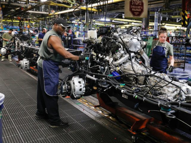 The assembly line at the General Motors Flint Assembly Plant where the new 2020 Chevy Silv